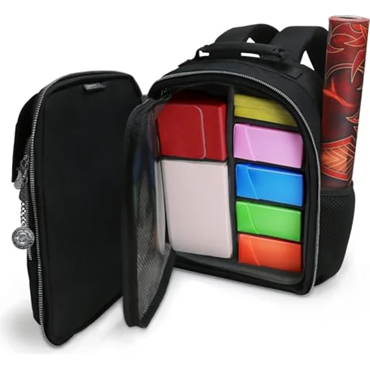 ENHANCE Collector's Edition Kleine Karten-Rucksack mit Drachenhaut-Außen, Karten-Protektor Bildschirm, Aufbewahrung für Deckboxen, kompatibel mit Magic the Gathering, Drachen Schwarz – Bild 1