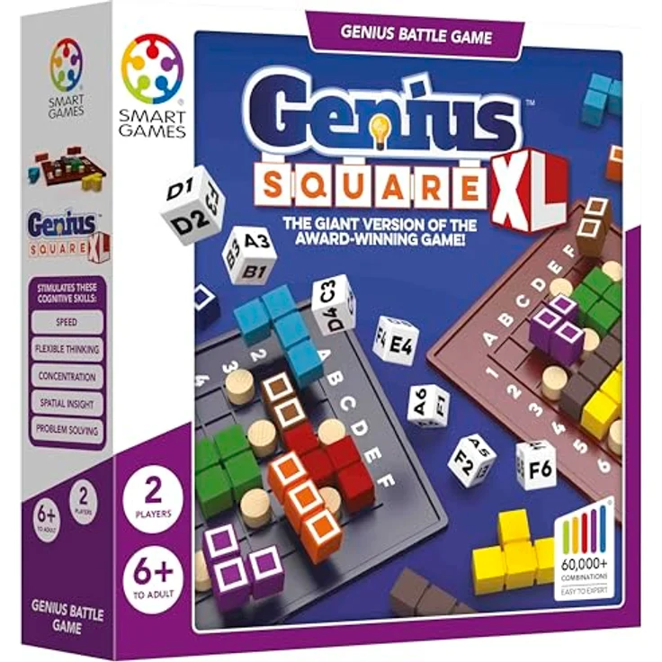 Smart Games Genius Square XXL, Lernspiel für 1-2 Spieler, 5 Schwierigkeitsstufen, bunt – Bild 2