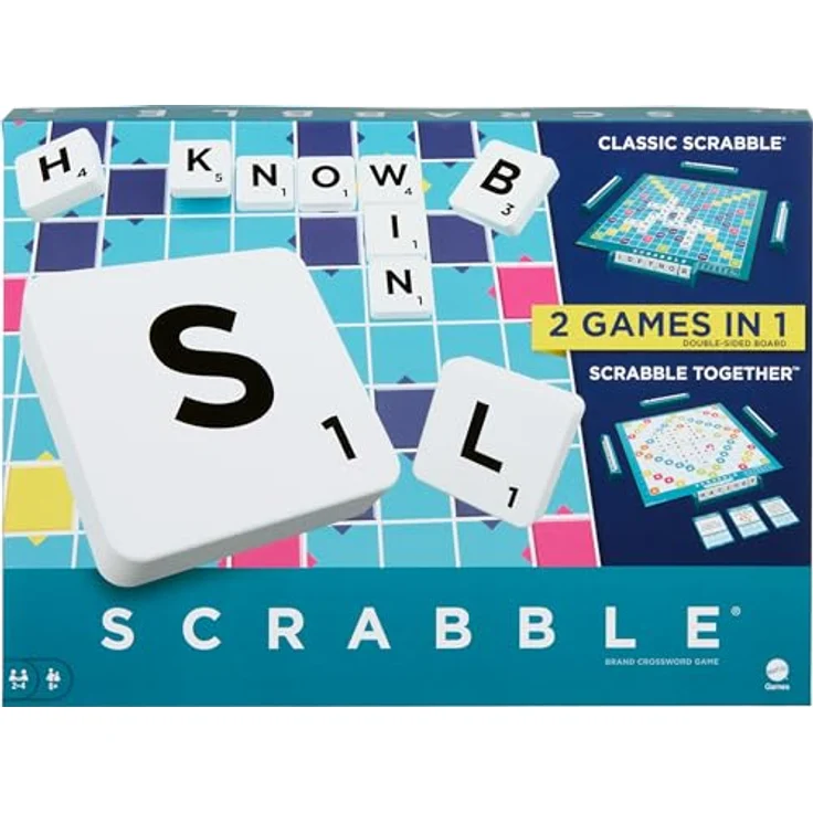 Mattel Games Scrabble Zwei in Eins, Brettspiel in Englisch, hochwertige Materialien, flexible Gestaltung – Bild 1