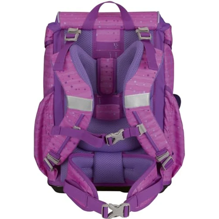 DerDieDas Schulranzen ErgoFlex Light Set 6-teilig, ergonomisch, 22L Volumen, mit reflektierenden Materialien, Purple Unicorn pink – Bild 3