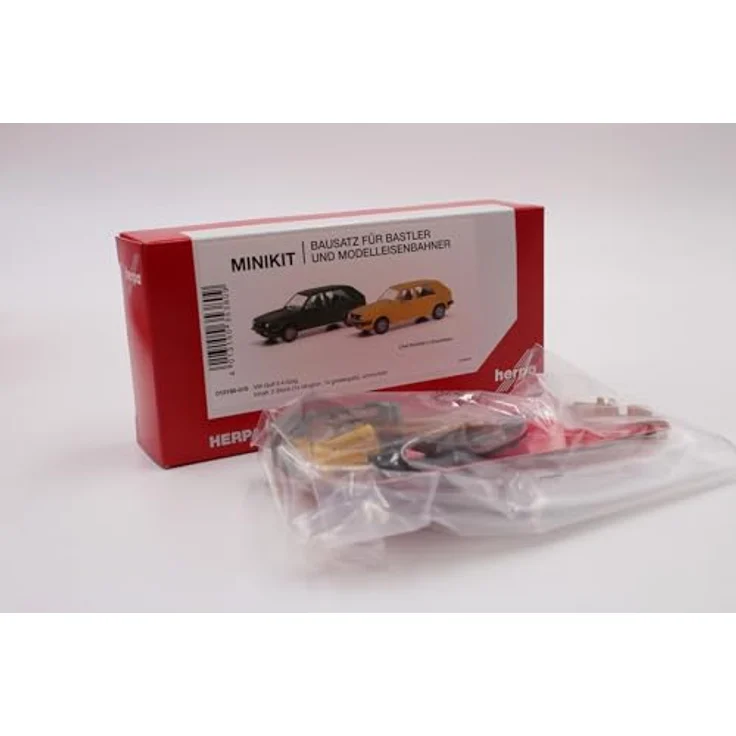 herpa MiniKit Golf II 4-türig, Modellfahrzeug im Maßstab 1:87, olivgrün/ginstergelb, originalgetreu und modifizierbar