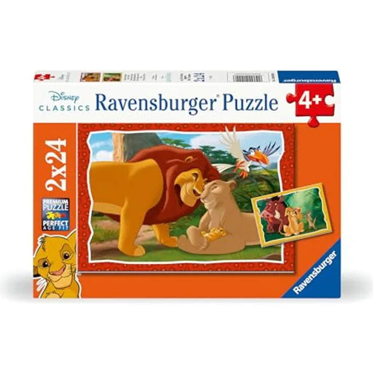 Ravensburger Kinderpuzzle 12001029 - Kreis des Lebens - 2x24 Teile Disney König der Löwen Puzzle für Kinder ab 4 Jahren