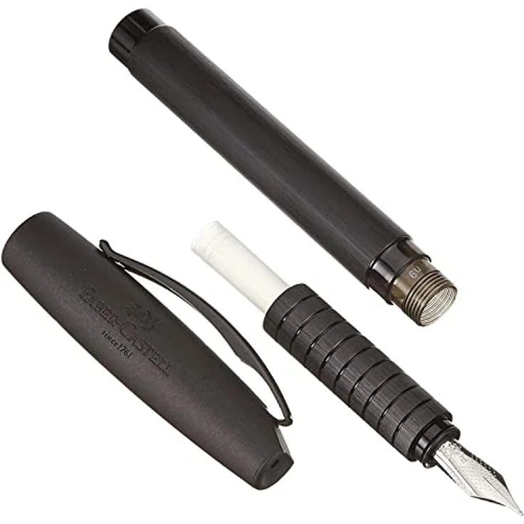Faber-Castell Füllhalter Essentio Aluminium F, Edelstahlfeder, Tintenpatrone schwarz, schwarzer Schaft – Bild 8