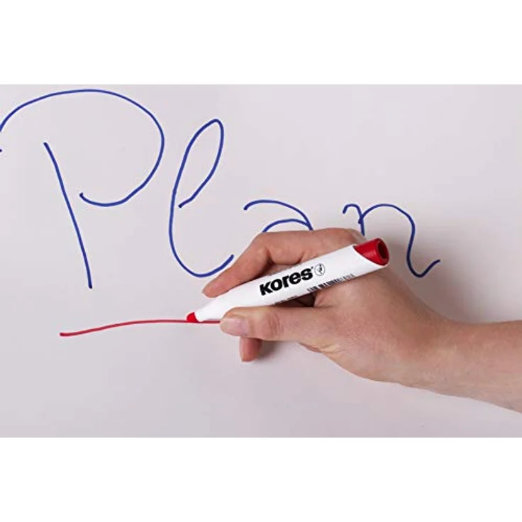 KORES Whiteboardmarker M20802, Set mit 6 Farben (pink, violett, türkis, braun, hellgrün, orange), 3mm Rundspitze, schnell trocknende Tinte, rückstandslos entfernbar – Bild 5