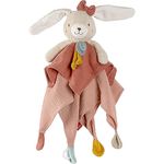 Fehn Schmusetuch Hase fehnNATUR - Spielkamerad & Stofftier-Schnuffeltuch mit Baumwolle aus kontrolliert biologischem Anbau (kbA) mit Schnuller-Befestigung - für Babys & Kleinkinder ab 0+ Monaten