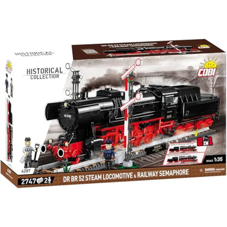 Cobi DR BR 52 Dampflokomotive & Bahnsignal, 2-in-1 Edition, Maßstab 1:35, mit deutschen und polnischen Markierungen – Bild 2