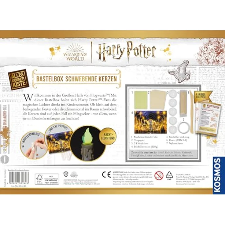 Kosmos Kreativset AllesKönnerKiste Harry Potter, Schwebende Kerzen DIY-Bastelset mit nachtleuchtender Folie und Modelliermasse, für Kinder von 8-12 Jahren – Bild 2