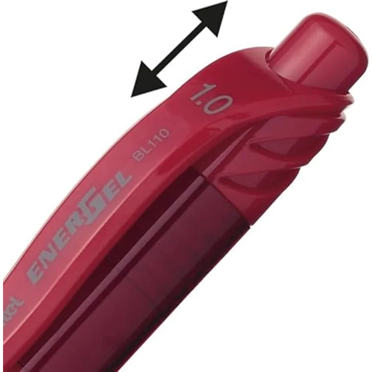 Pentel EnerGel BL 110, Gel-Tintenroller mit Druckmechanik, 0,50 mm Strichstärke, schnell trocknende Tinte, rot, 12 Stück – Bild 5