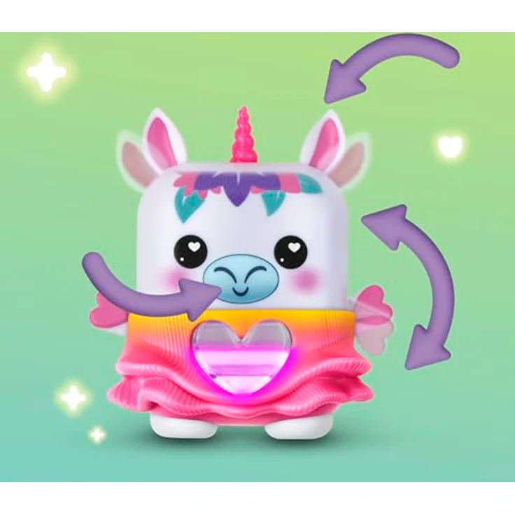 NANO-MALS Meadowmist Einhorn, elektronisches Fidget-Tierchen mit Herzanzeige und Farbwechsel, interaktive Reaktionen, 6,9 cm – Bild 3