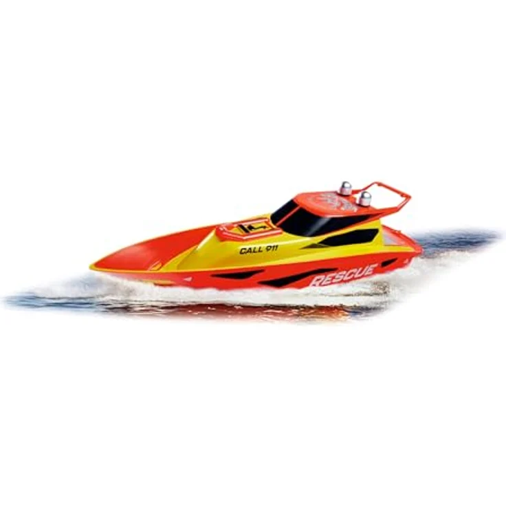 Carson RC Boot Rescue 2.4G, Ferngesteuertes Rettungsboot in Gelb-Rot, 100% RTR mit 40 Minuten Fahrzeit und 50 m Reichweite – Bild 5