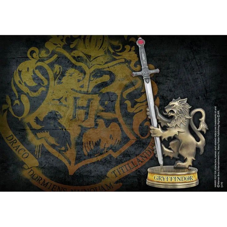 Noble Collection Harry Potter Briefoeffner Schwert Gryffindor, 21 cm lang mit Halter in Gryffindor Wappen aus Metall-Druckguss