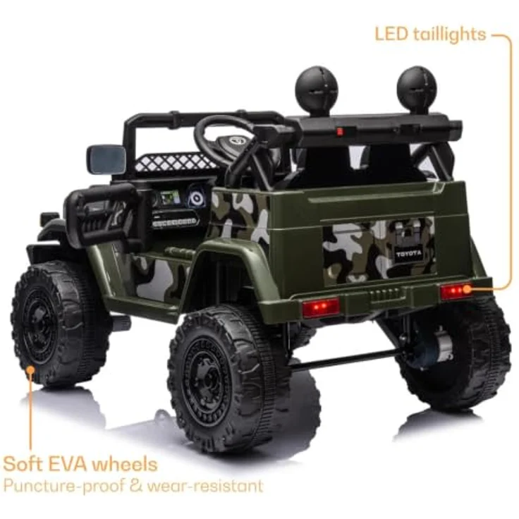 Vrooomy Elektrofahrzeug Toyota FJ Cruiser, 12V mit Fernbedienung, für 1 bis 6 Jahre, grün, 3 km/h-6 km/h, mit MP3-Player und Sicherheitsgurt – Bild 4