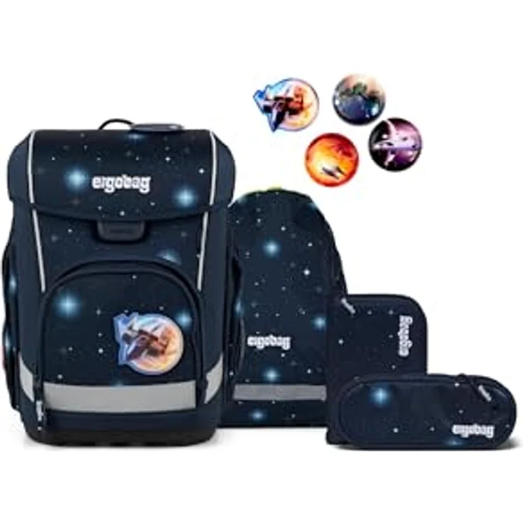 ergobag cubo Light Set ergonomischer Schulranzen, 6-teilig, extra leicht mit Hüftgurt, 860 g, aus 100% recycelten PET-Flaschen, inkl. Turnbeutel und Klettie-Set – Bild 1