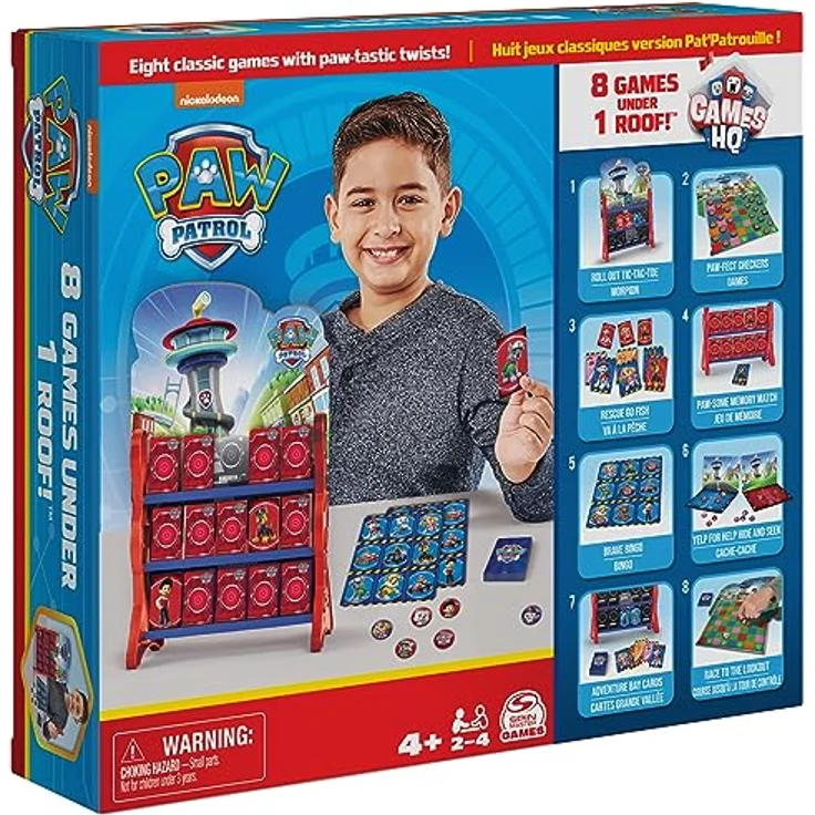 Spin Master Games PAW PATROL HQ Spielesammlung, 8 Spiele für Kinder ab 4 Jahren, inklusive Checkers, Tic Tac Toe, Memory Match und Bingo – Bild 2