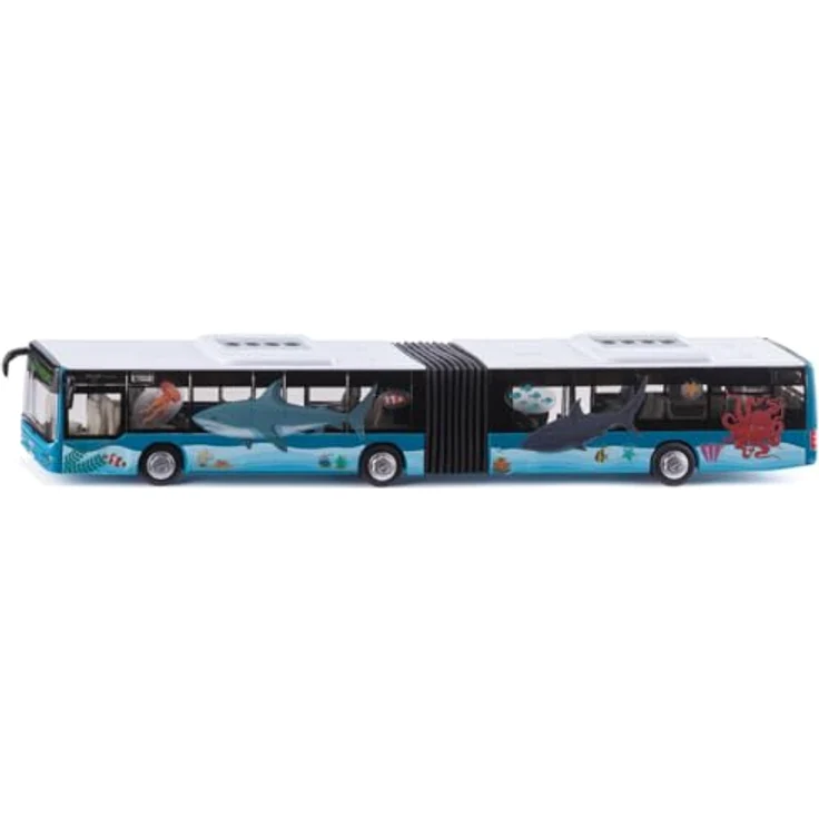 Siku SIKU SUPER Gelenkbus, MAN Modellfahrzeug in türkiser Lackierung mit detailliertem Innenraum und Stickerbögen – Bild 5