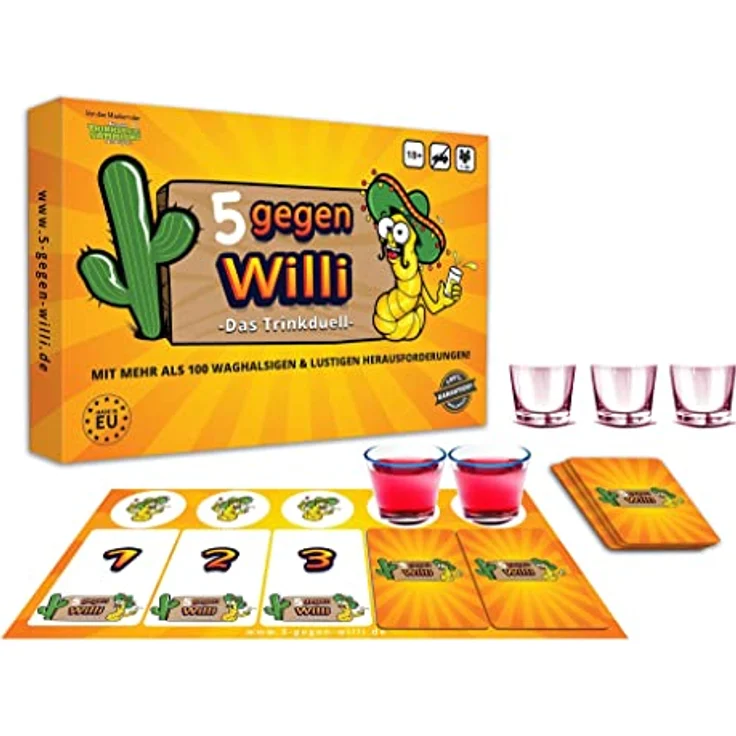 Gomazing 5 gegen Willi - Das Trinkduell, Brettspiel mit herausfordernden Aufgaben und unvergesslichen Erlebnissen – Bild 1
