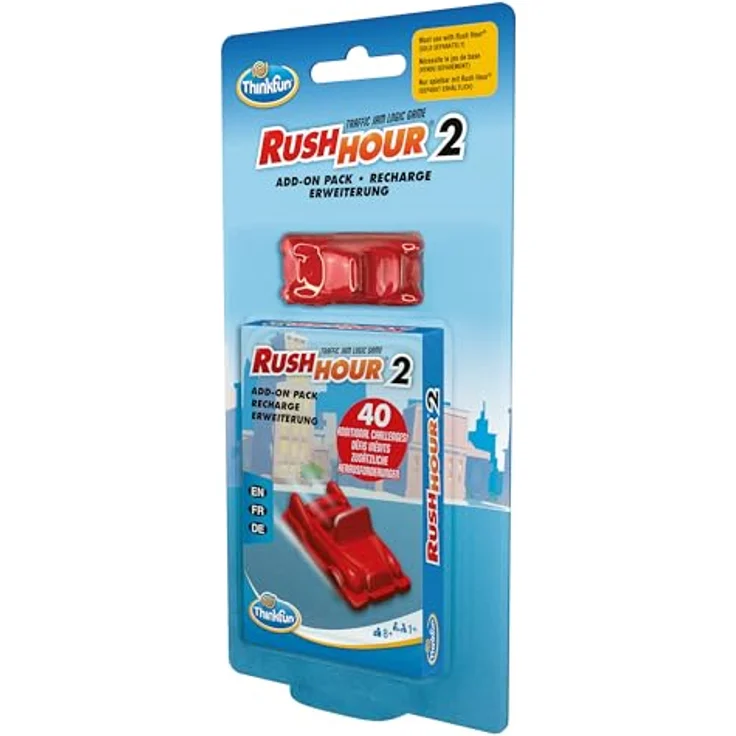 ThinkFun Rush Hour 2, Erweiterung mit 40 neuen Herausforderungen und zusätzlichem Fahrzeug für das Originalspiel, für 1 Spieler ab 8 Jahren – Bild 4