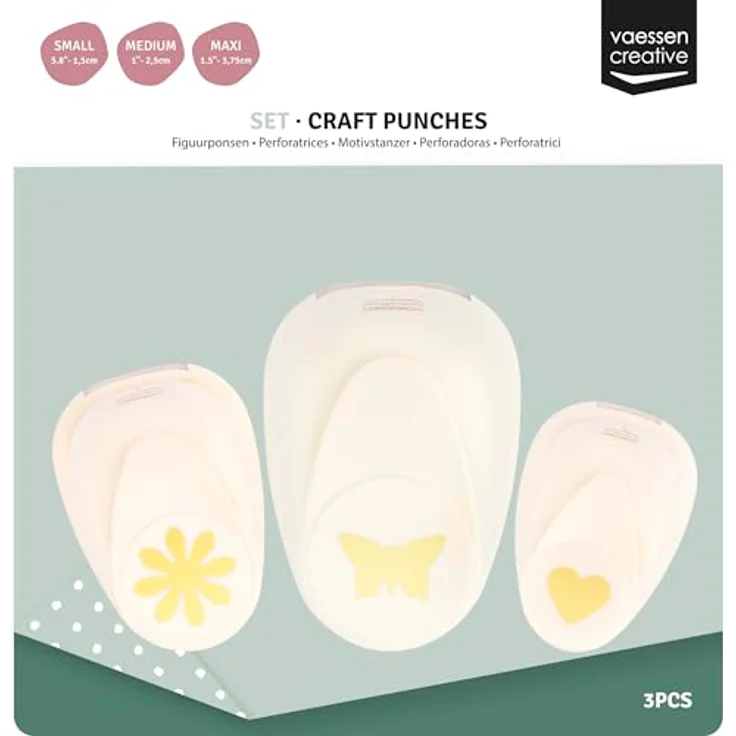Vaessen Creative Motivstanzer Set, 3 Stück Herzen für Tonpapier bis 250 g/m², pink – Bild 4