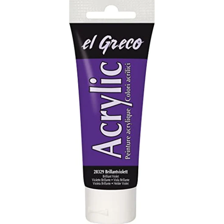 KREUL El Greco Acrylic 75 ml Tube, hochpigmentierte glänzende Acrylfarbe in brillantviolett, buttrig vermalbar für pastose Malerei – Bild 1