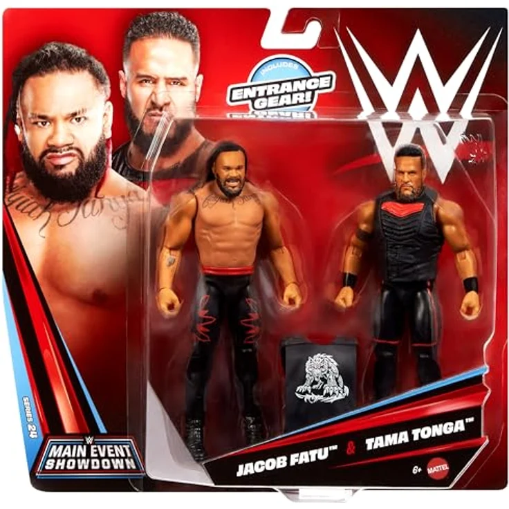 Mattel WWE Hauptkampf Showdown Tama Tonga und Jacob Fatu Actionfiguren-Set, Serie #24, 15 cm große Sammelfiguren mit TrueFX-Technologie, 2 Stücke – Bild 6