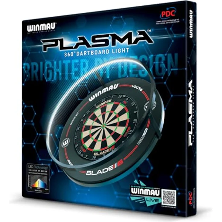 Winmau Dartboard-Beleuchtung Bundle "Plasma + Surround Black 4305", 132 LEDs, 2000 Lumen, schwarz – Bild 6