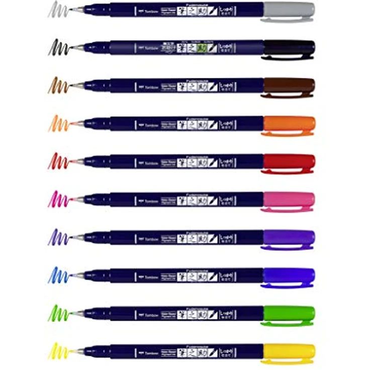 Tombow WS-BH-10P Brush Pen Fudenosuke 10er-Set, bunt, Etui – Bild 3