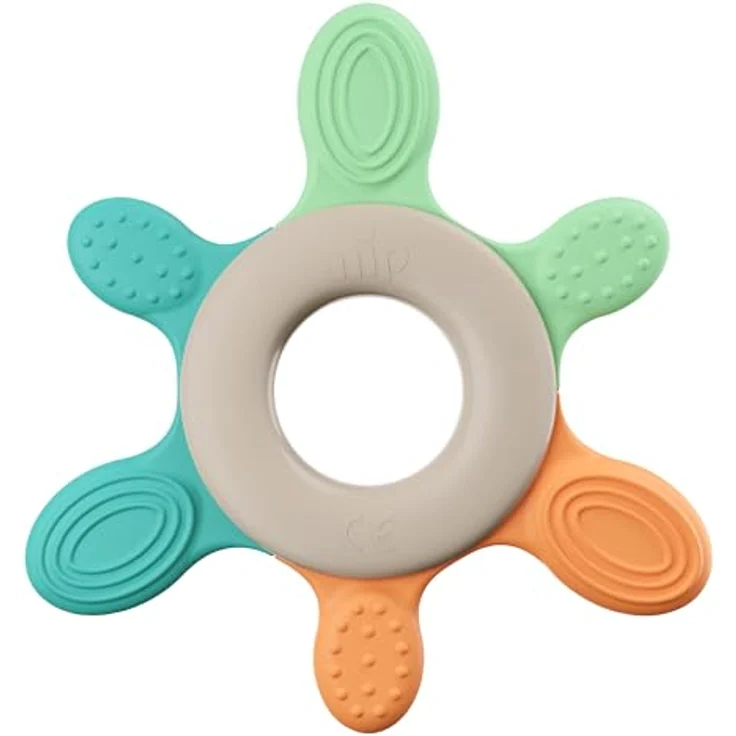 NIP Play Green Baby Beißring, mit Kühlung, mehrfarbiges Spielzeug und Zahnungshilfe, verschiedene Härtegrade, BPA-frei, nachhaltig, ab 3 Monaten – Bild 1