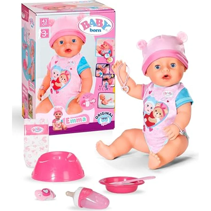 Baby Born Babypuppe Emma, 43 cm (Set, 11-tlg) mit magischem Teller und Zubehör – Bild 2