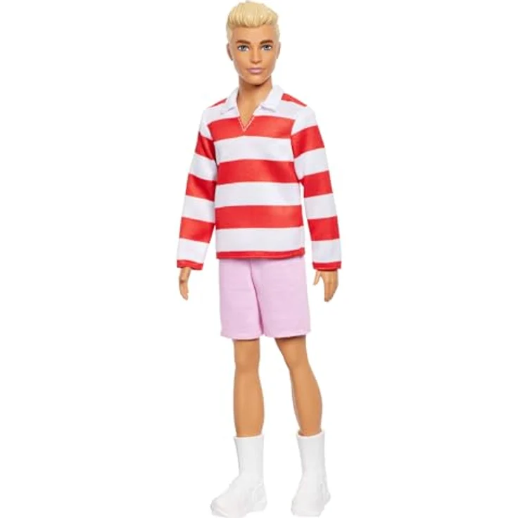 Mattel® Anziehpuppe Barbie Fashionista Ken-Puppe, blonder Ken im rot-weißen Polohemd, HYV01 – Bild 5