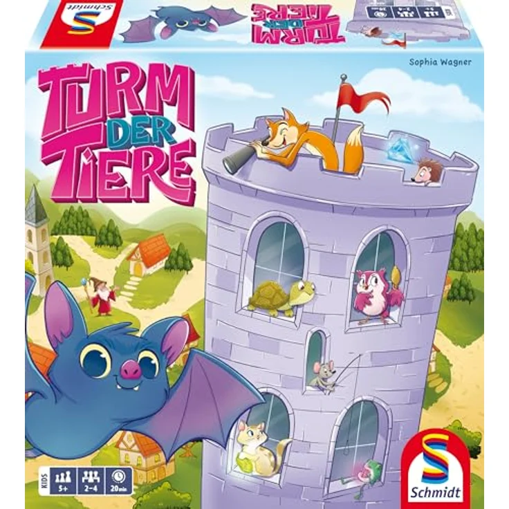 Schmidt Spiele 40666 Turm der Tiere, Kinderspiel für 2-4 Spieler ab 5 Jahren, Spielspaß mit Memo-Elementen und Scharfsinn, Spieldauer ca. 20 Minuten – Bild 1
