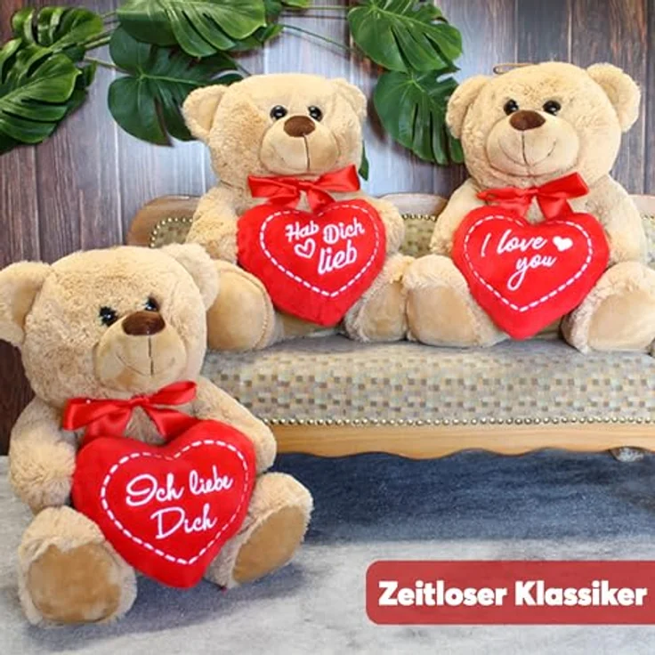 matches21 Teddybär mit Herz hellbraun beige Kuscheltier 25 cm - Ich pass auf – Bild 7