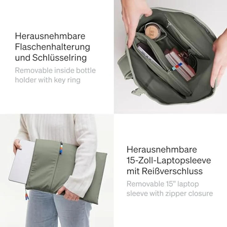 Got Bag Wanderrucksack ROLLTOP 2.0, 31 l Volumen, herausnehmbare Laptopsleeve für 15 Zoll, ergonomische Schultergurte, Magnetverschluss, gepolsterter Rücken, schwarz – Bild 4
