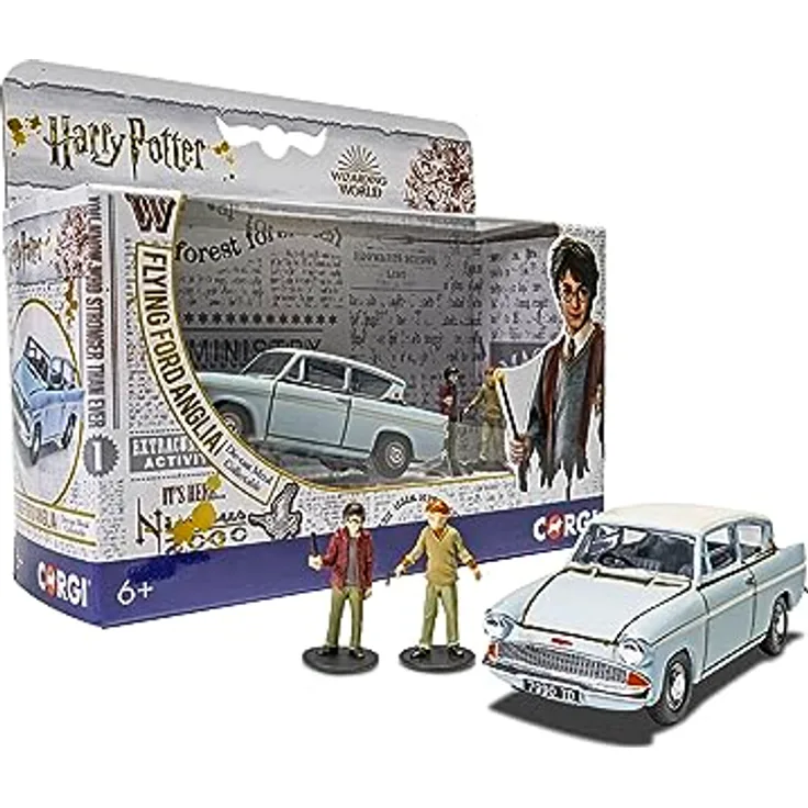 Corgi Harry Potter Verzauberter Ford Anglia, Maßstab 1:43 mit Harry- und Ron-Figur, 90 mm Länge, geeignet für Kinder ab 6 Jahren
