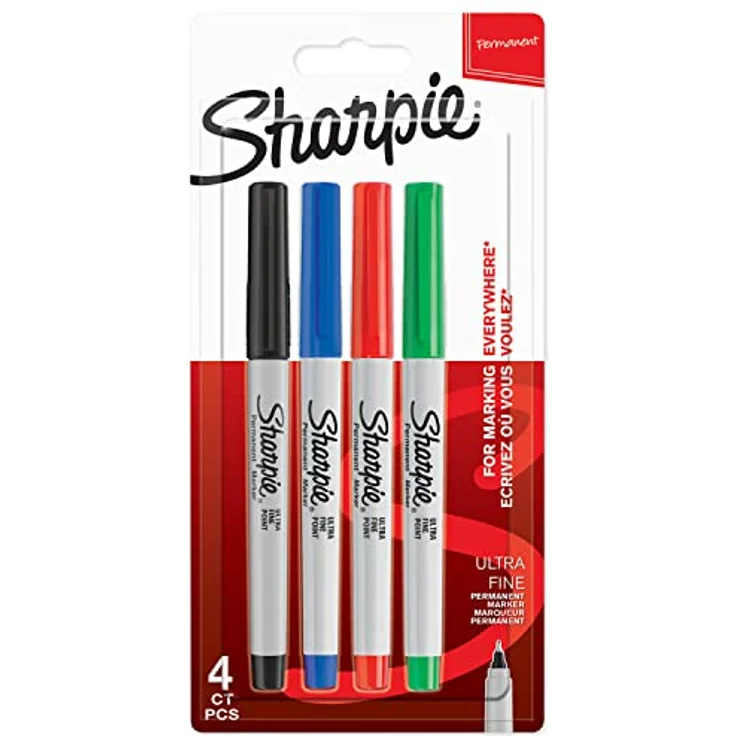 SHARPIE Permanent Marker | Marker Stifte mit ultra-feiner Spitze | gemischte Standardfarben | 4 Stück – Bild 1