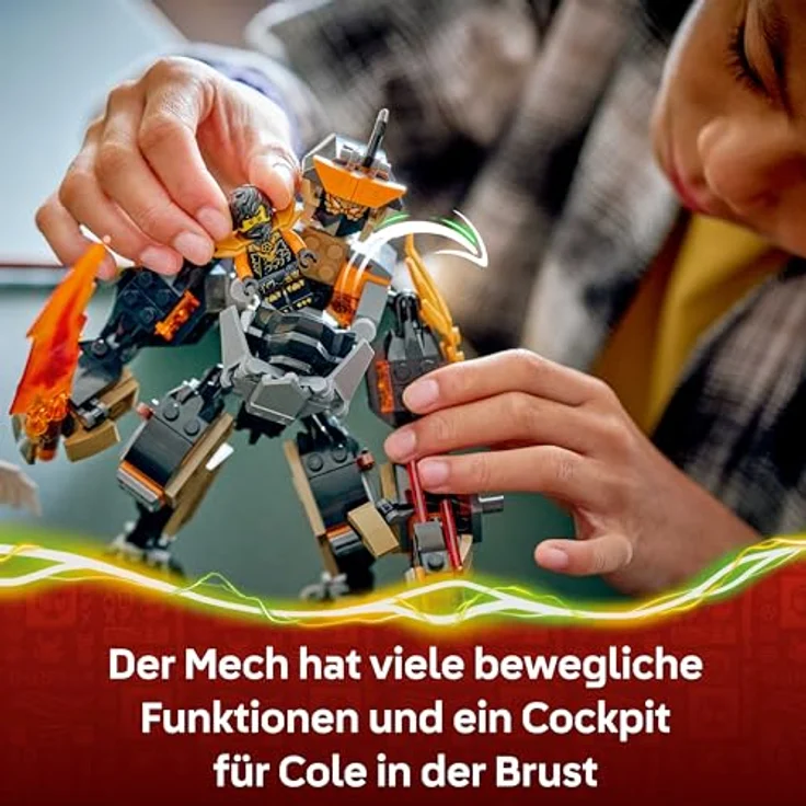 LEGO NINJAGO Coles Action-Mech und Drachen-Zane, Spielzeug mit 3 Minifiguren und Ausrüstung für Kinder ab 7 Jahren, Modell 71854 – Bild 3