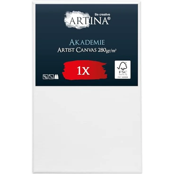 Artina Keilrahmen Leinwand 100x160 cm – FSC® bespannte Leinwand aus 100% Baumwolle, weiß, für Acrylfarben, 280 g/m² – Bild 1