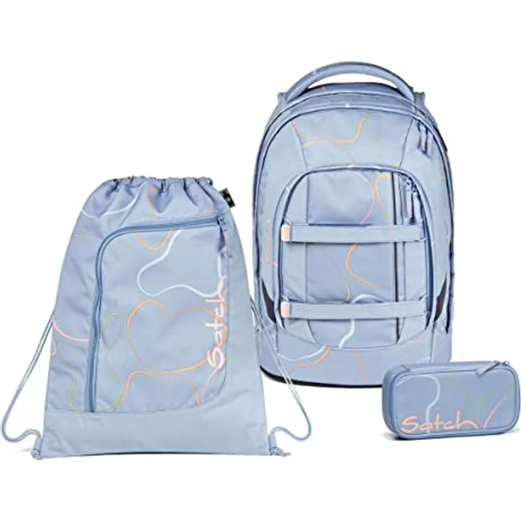 Satch Pack Schulrucksack Set 3tlg. mit Schlamperbox und Sportbeutel, 30 Liter Volumen, reflektierende Elemente, Vivid Blue – Bild 1