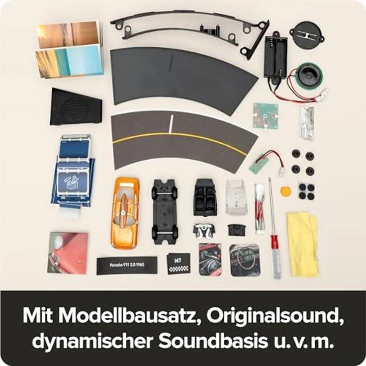 Franzis Verlag Porsche 911 Bausatz Adventskalender, Maßstab 1:43, bahamaagelbe Modellversion mit Surfbrett, ab 14 Jahre – Bild 7