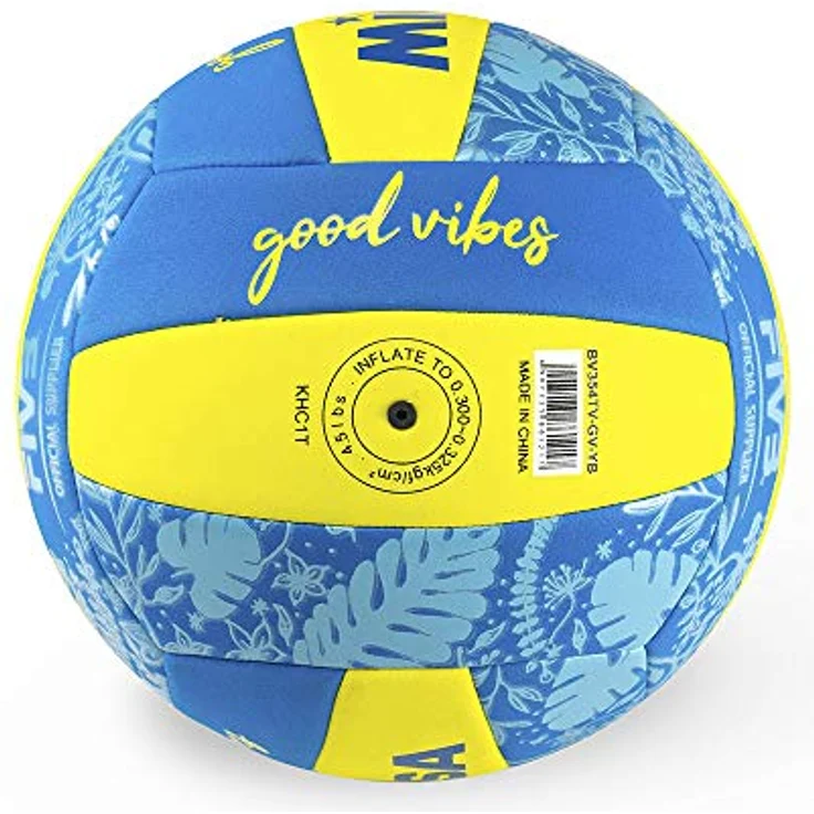 Hammer Beachvolleyball MIKASA Good Vibes BV354TV-GV-YB, FIVB-zertifiziert, PU-Soft Oberflächenmaterial, wetterfest, gelb-blau – Bild 3
