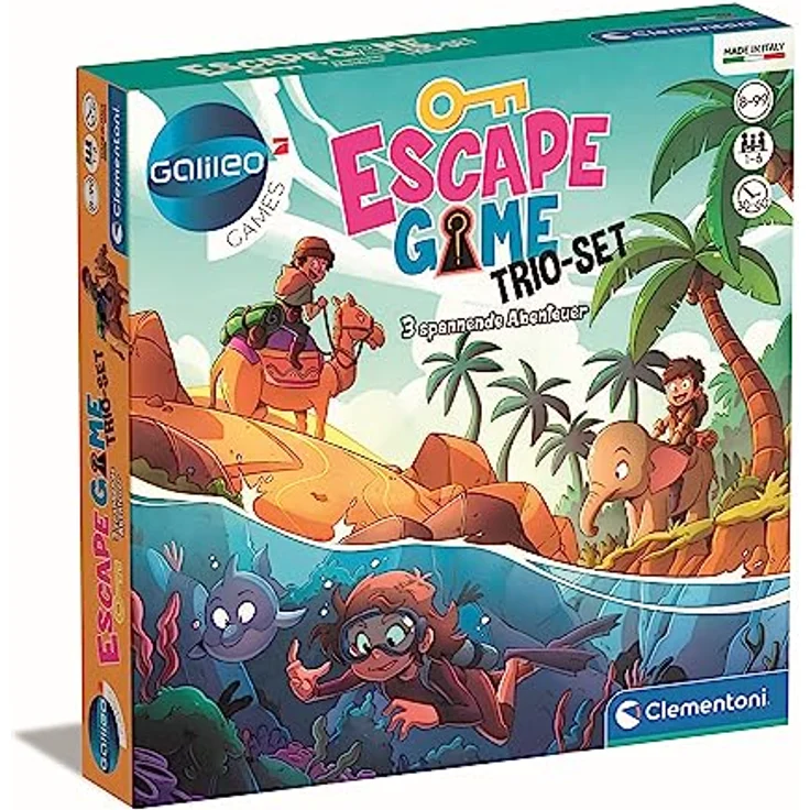Clementoni Galileo Escape Games Trio-Set - Gesellschaftsspiel mit 3 Abenteuern in der Wildnis, Rätselspaß ab 8 Jahren – Bild 1