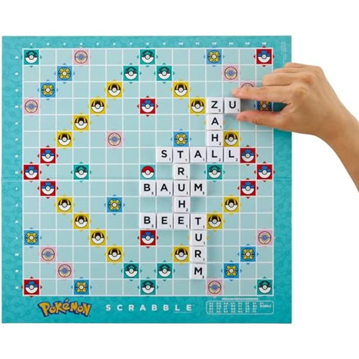 Mattel Games Scrabble Pokémon-Brettspiel, Familienwortspiel mit 50 Herausforderungskarten, Pokémon-Charakteren, Deutsche Version, HXT28 – Bild 3