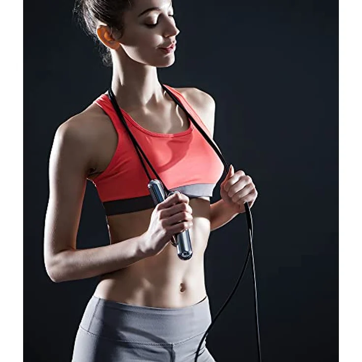 TANGRAM Factory Smart Rope – LED-eingebettetes Springseil - Sehen Sie Ihre Fitnessdaten in der Luft, während du springst (L, Rot) – Bild 4