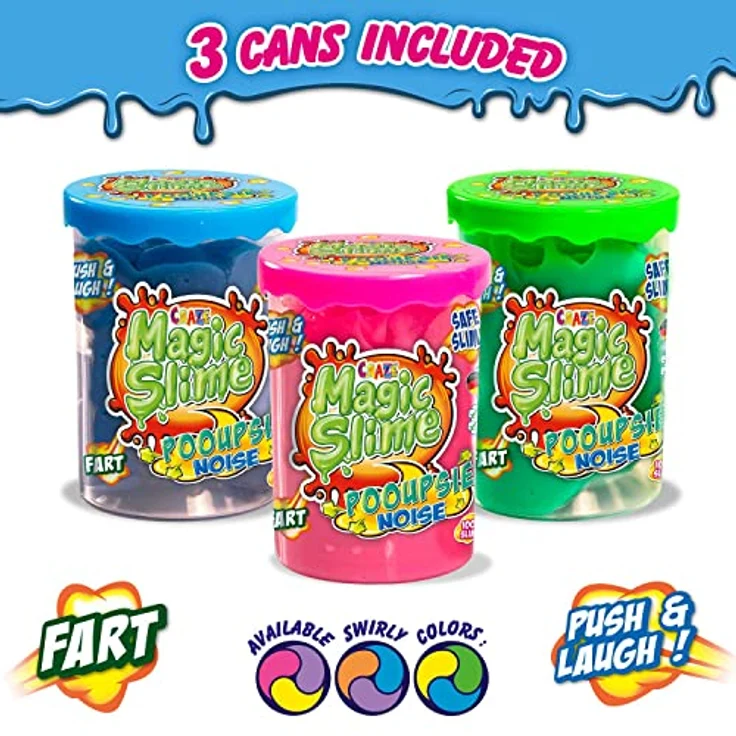 CRAZE Magic Slime POOUPSIE Noise 3X Set, dickflüssiger Pups Schleim, 3x 100g, Farbenmix, sicher und geruchsneutral – Bild 5