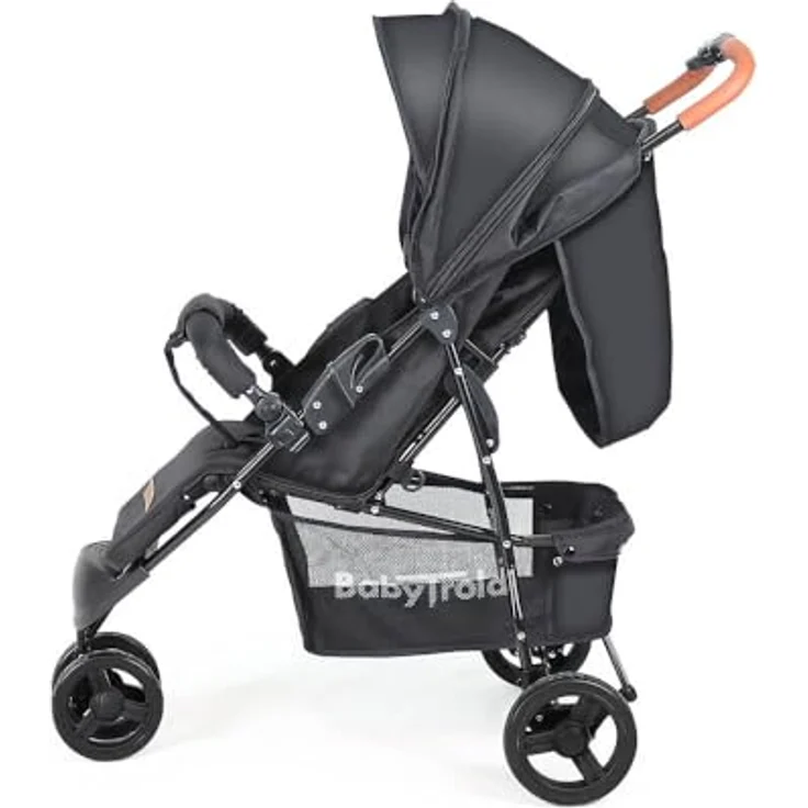 Babytrold Easy Go Buggy, verstellbar, bis 22 kg, Schwarz, mit Netz & Korb, verstellbarer Fußstütze, leicht und kompakt faltbar – Bild 6