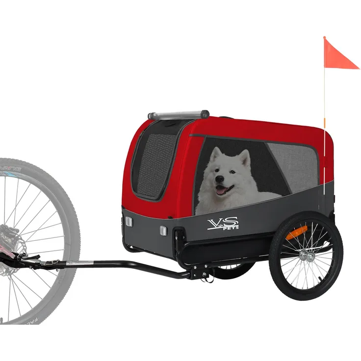 Tiggo VS Pets L Hundeanhänger, Fahrradanhänger für mittelgroße und große Hunde bis 35 kg, klappbar, mit Insektenschutz und verstärktem Boden