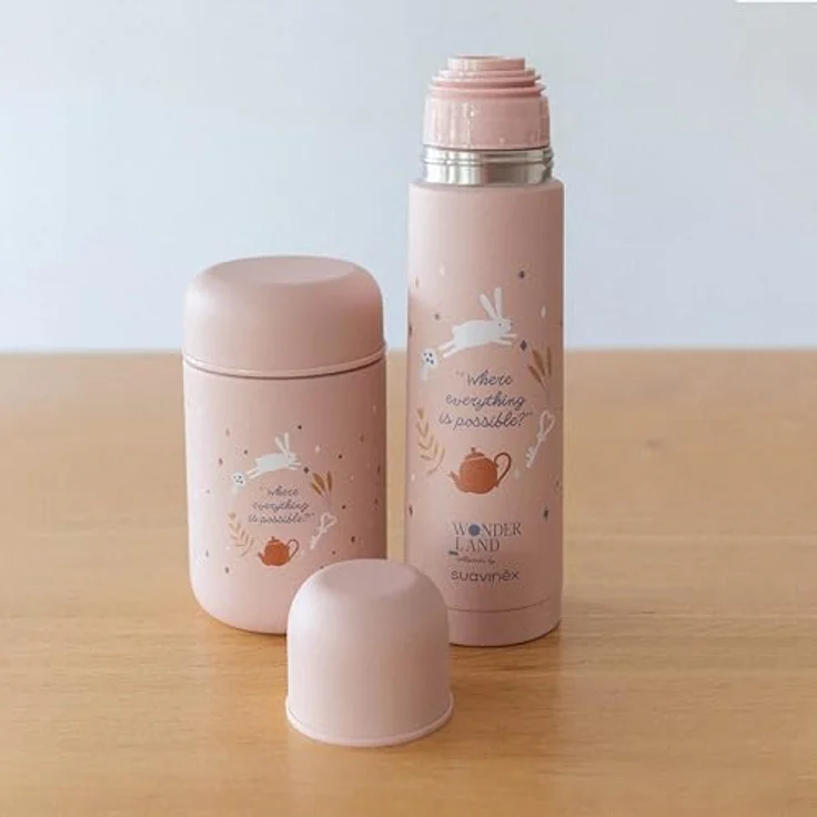 Suavinex Thermosbehälter Wonderland, Babynahrungsbehälter Iso, 350ml, rosa, 6 Stunden Temperaturhaltung, rostfreier Edelstahl – Bild 5