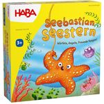Haba Seebastian Seestern 1, Brettspiel für 2-4 Spieler mit 5-armigem Seestern und Farbwürfeln zur Sammlung von Muscheln