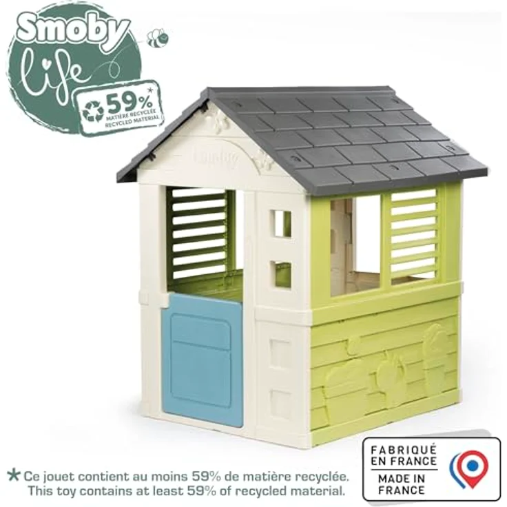 Smoby Jolie Spielhaus, wetterfestes Gartenhaus aus 50% Recyclingmaterial, 98x110x127 cm, mit Fenstern für Kinder ab 2 Jahren – Bild 2