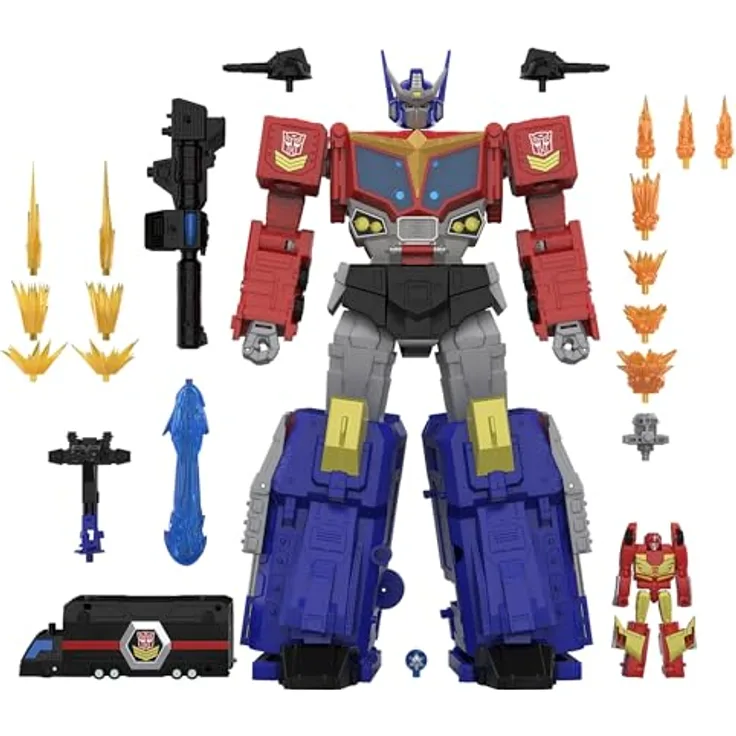 Transformers The Thirteen Star Optimus Prime, Titan-Klasse Action-Figur mit 38 cm, 3-in-1 verwandelbar, inkl. Micromaster Hot Rod und Zubehör
