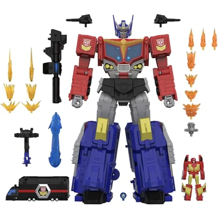 Transformers The Thirteen Star Optimus Prime, Titan-Klasse Action-Figur mit 38 cm, 3-in-1 verwandelbar, inkl. Micromaster Hot Rod und Zubehör – Bild 1